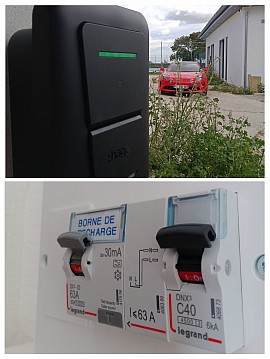 Borne Hager Witty One 7,4kW et disjoncteur différentiel